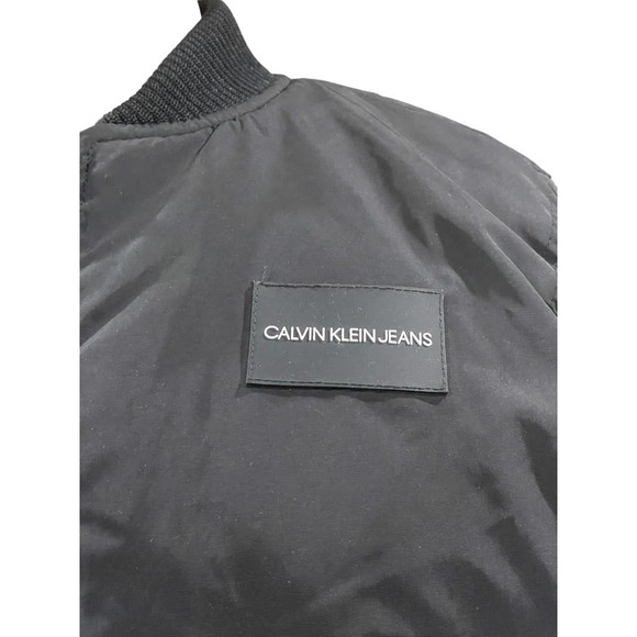Calvin Klein Jeans Womens Ripstop Bomber Jacket Black Full Zip Long Sleeve L - Picture 6 of 9